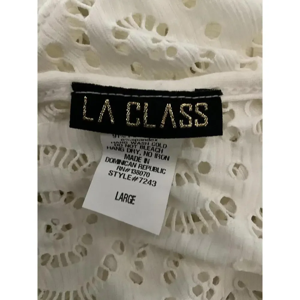 LA CLASS White Eyelet Lace‎ Dress Large